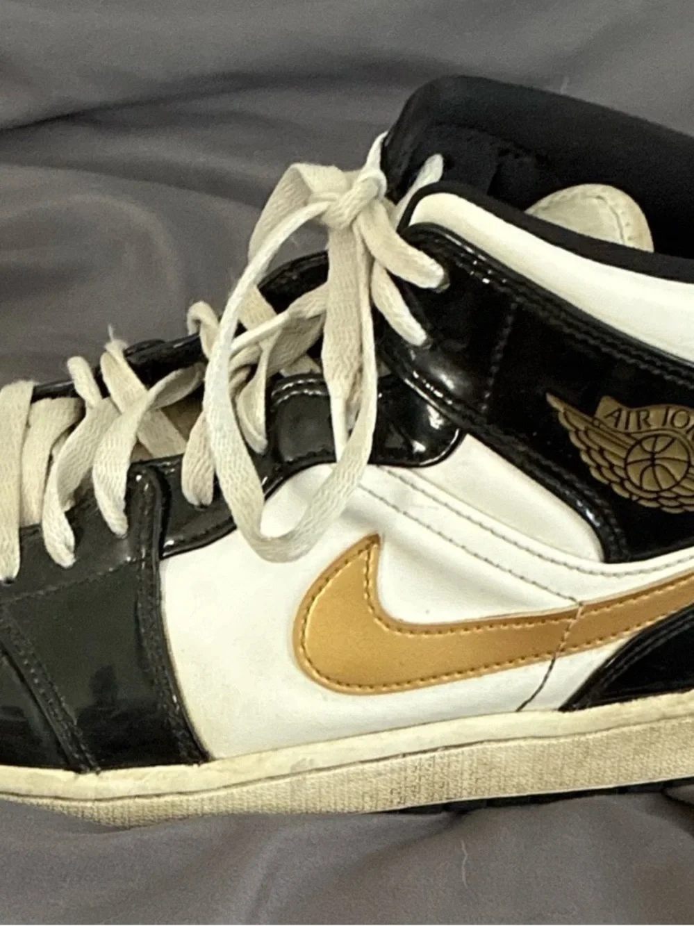 Nike Men’s High-Top Sneakers in Black, White & Gold